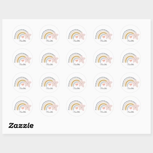 Gepersonaliseerde regenboog Baby Ronde Sticker (Vel)