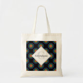 Gepersonaliseerde Regenboog Bloemen Polka Dot Mand Tote Bag (Voorkant)