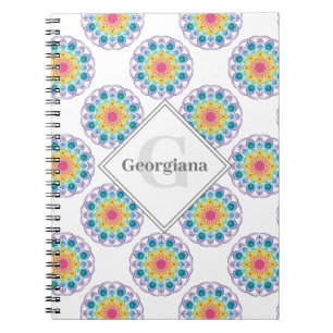 Gepersonaliseerde Regenboog Bloemen Polka Dots Man Notitieboek