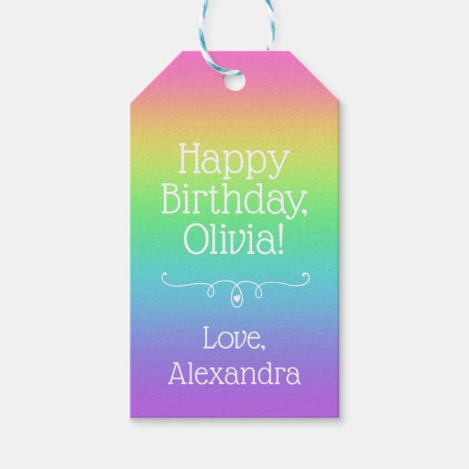 Gepersonaliseerde regenboog cadeaulabel (Voorkant)