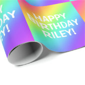 Gepersonaliseerde regenboog cadeaupapier (Rol Hoek)