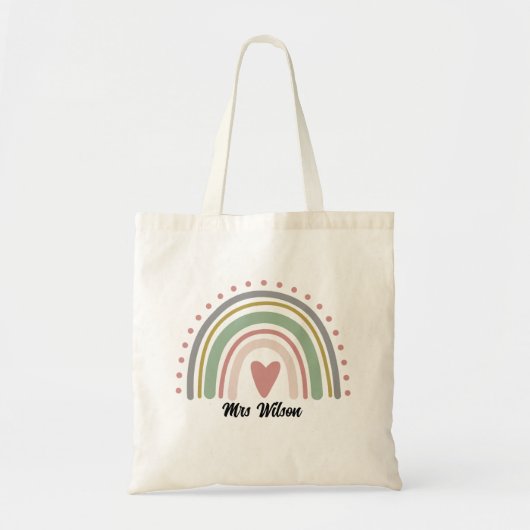 GEPERSONALISEERDE REGENBOOG CANVAS TAS, REGENBOOG  TOTE BAG (Voorkant)