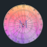 Gepersonaliseerde regenboog dartbord<br><div class="desc">Dit kleine dartboard is versierd met een atmosferisch formaat in tinten roze,  koraal en paars. Eenvoudig aan te passen met jouw naam en monogram. Gebruik de optie Verdere wijzigingen aanpassen om de tekstgrootte,  stijl of kleur te wijzigen als u dat wenst.</div>