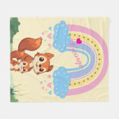 Gepersonaliseerde regenboog eekhoorn fleece deken (Voorkant (Horizontaal))