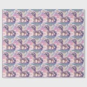 Gepersonaliseerde regenboog eenhoorn kat cadeaupapier (Vlak)