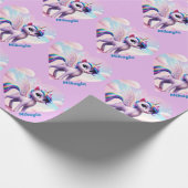 Gepersonaliseerde regenboog eenhoorn kat cadeaupapier (Hoek)