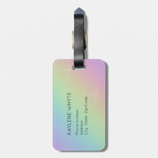 Gepersonaliseerde Regenboog Glitters Bagage Label (Achterkant verticaal)