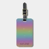 Gepersonaliseerde Regenboog Glitters Bagage Label (Voorkant verticaal)