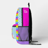 Gepersonaliseerde regenboog hemelsblauw roze kinde bedrukte rugzak (Rechts)