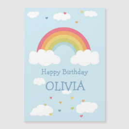 Gepersonaliseerde regenboog Kinder Happy Birthday  Magnetische Uitnodiging