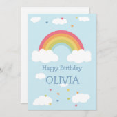 Gepersonaliseerde regenboog Kinder Happy Birthday  Save The Date (Voorkant / Achterkant)