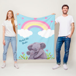 Gepersonaliseerde regenboog Koala Animal Fleece De Deken