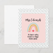 Gepersonaliseerde Regenboog Leraar Dank u kaart (Voorkant / Achterkant)
