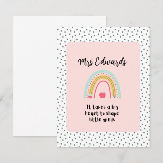 Gepersonaliseerde Regenboog Leraar Dank u kaart (Voorkant / Achterkant)
