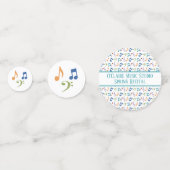 Gepersonaliseerde regenboog Muzieknoten (wit) tafe Confetti (Achterkanten)