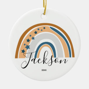 Gepersonaliseerde regenboog nieuwe babycadeaus keramisch ornament