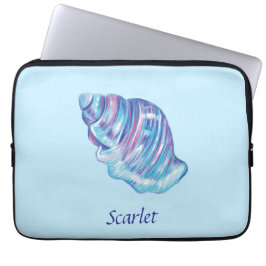 Gepersonaliseerde regenboog oceaan zeeschelp illus laptop sleeve