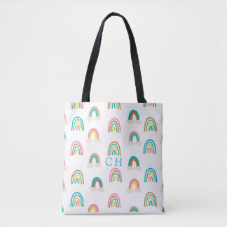 GEPERSONALISEERDE REGENBOOG OVERAL PRINT TOTE BAG
