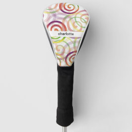 Gepersonaliseerde regenboog spiraaltjes patroon golfheadcover