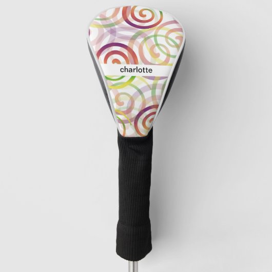 Gepersonaliseerde regenboog spiraaltjes patroon golfheadcover (Voorkant)
