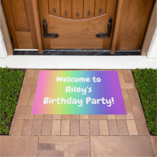 Gepersonaliseerde regenboog verjaardag welkom deur deurmat