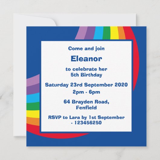 Gepersonaliseerde regenboog, wolken en regen op za (Achterkant)