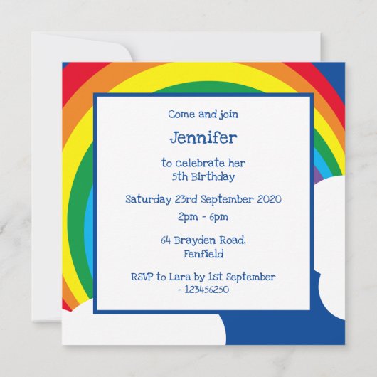 Gepersonaliseerde regenboog, wolken, regen en zond (Achterkant)