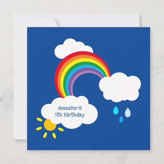 Gepersonaliseerde regenboog, wolken, regen en zond (Voorkant)
