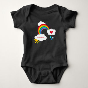 Gepersonaliseerde regenboog, wolken, regendruppels romper