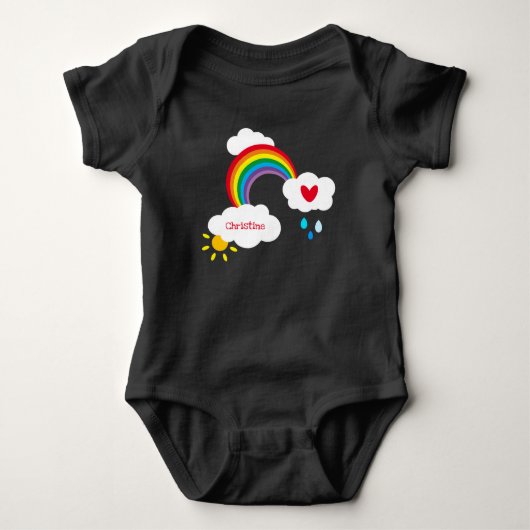 Gepersonaliseerde regenboog, wolken, regendruppels romper (Voorkant)