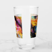 Gepersonaliseerde Regenboog & Zwart Alcohol Inktgl Glas (Links)