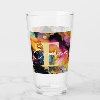 Gepersonaliseerde Regenboog & Zwart Alcohol Inktgl Glas