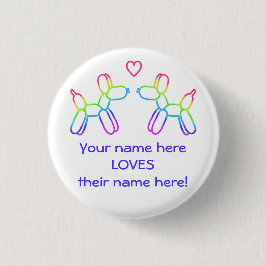 Gepersonaliseerde regenboogballonhonden in Love Bu Ronde Button 3,2 Cm