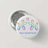 Gepersonaliseerde regenboogballonhonden in Love Bu Ronde Button 3,2 Cm (Voorkant /achterkant)