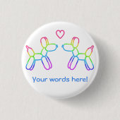 Gepersonaliseerde regenboogballonhonden in Love Bu Ronde Button 3,2 Cm (Voorkant)