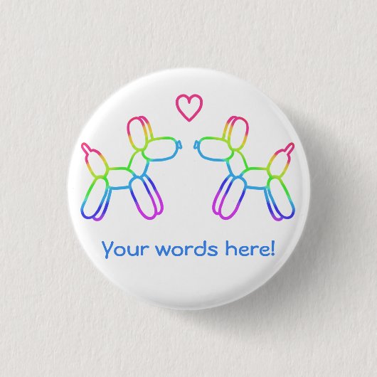 Gepersonaliseerde regenboogballonhonden in Love Bu Ronde Button 3,2 Cm (Voorkant)