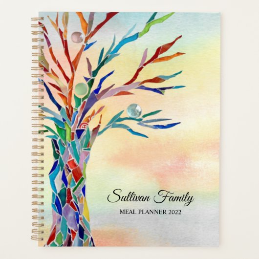 Gepersonaliseerde regenboogboom 2022 Familiemateri Planner (Voorkant)