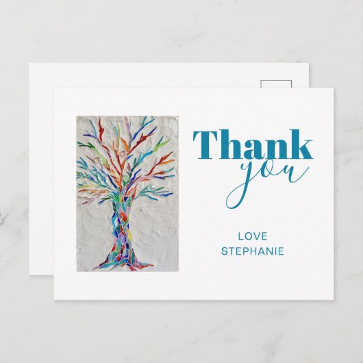 Gepersonaliseerde regenboogboom Dank u Briefkaart (Voorkant / Achterkant)