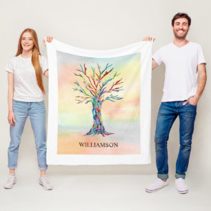 Gepersonaliseerde regenboogboomvaar Blanket Fleece Deken