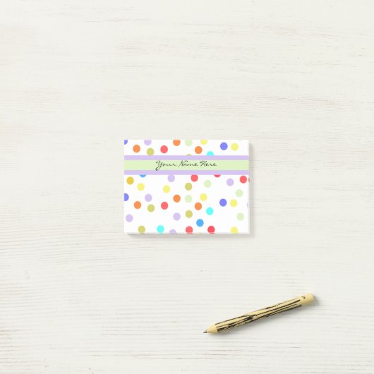 Gepersonaliseerde regenboogConfetti voor haar Post-it® Notes (Op bureau)
