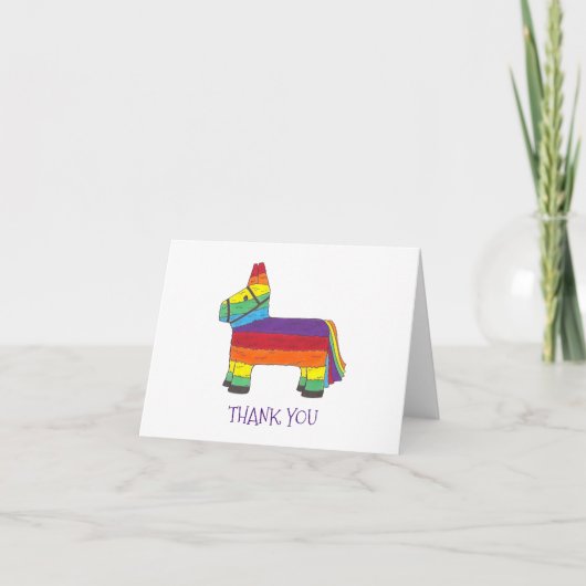 Gepersonaliseerde regenboogDonkey Piñata Birthday  Bedankkaart (Voorkant)