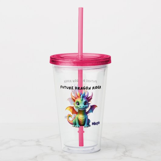 Gepersonaliseerde regenboogdraak acryl drinkbeker (Voorkant)