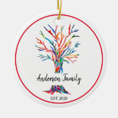 Gepersonaliseerde regenboogfamilie - boom keramisch ornament (Voorkant)