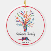 Gepersonaliseerde regenboogfamilie - boom keramisch ornament (Achterkant)