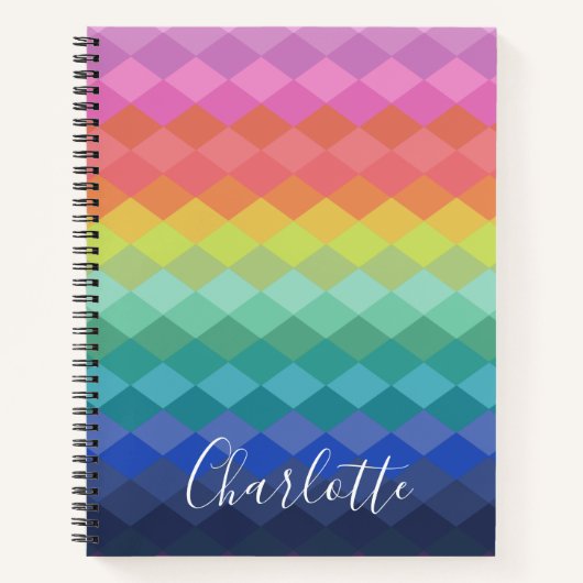 Gepersonaliseerde regenbooggradiënt Elegante Leven Notitieboek (Voorkant)