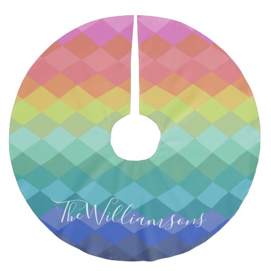 Gepersonaliseerde regenbooggradiënt geometrische k kerstboom rok (Voorkant)