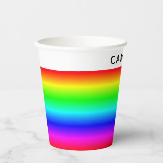 Gepersonaliseerde regenbooggradiënt met naam papieren bekers (Voorkant)