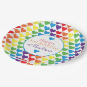 Gepersonaliseerde regenbooghartdag papieren bordje (Gekanteld)