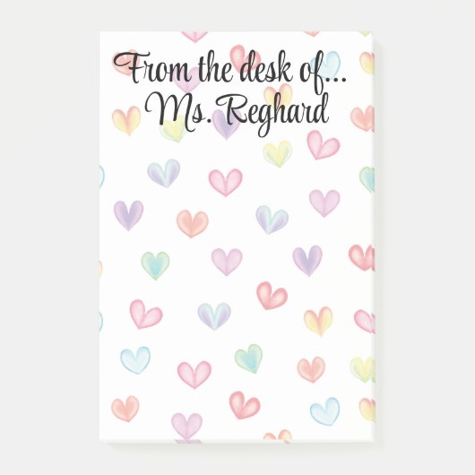 Gepersonaliseerde regenboogharten vanaf het bureau post-it® notes (Voorkant)