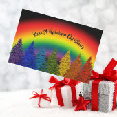 Gepersonaliseerde regenboogkerstboom feestdagenkaart